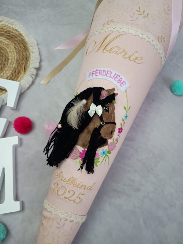 Schultüte zum Belmil Pferdeliebe mit Boho Pferd und Namen – Bild 2