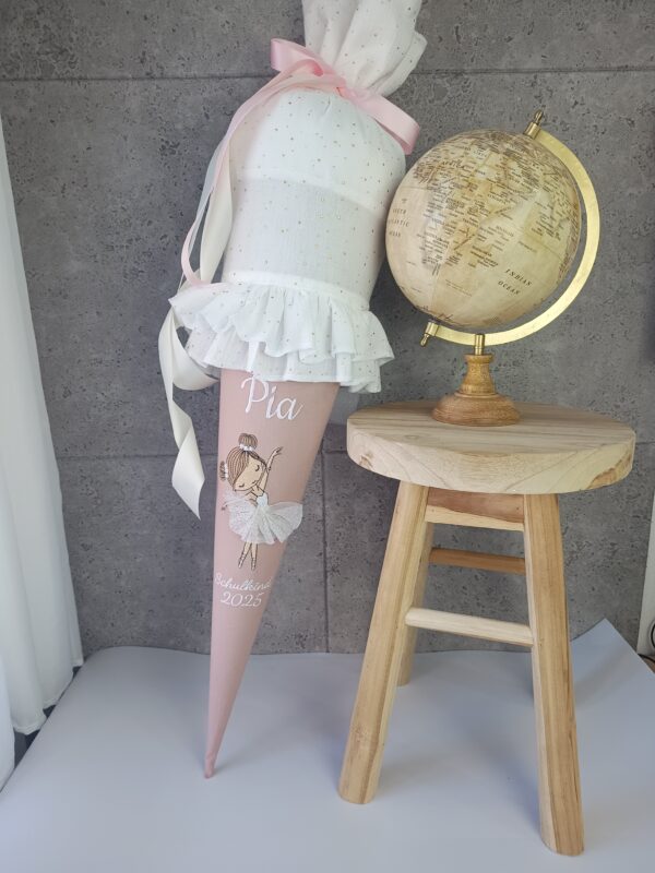 Schultüte Altrosa / Ballerina Musselin