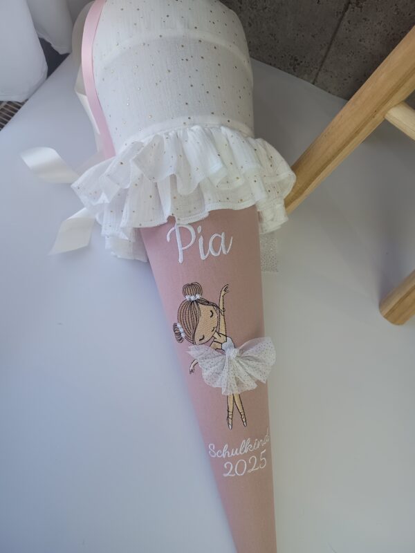 Schultüte Altrosa / Ballerina Musselin – Bild 3