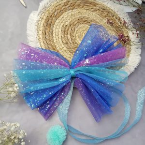 Schleife für Schultüte aus Tüll farblauf glitzer Meerjungfrau