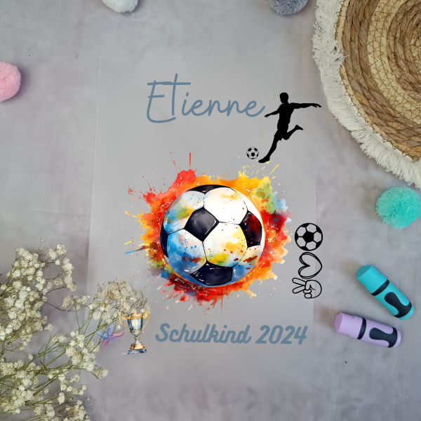 Bügelbild Fussball für Schultüte mit Namen A4