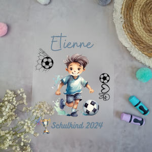 Bügelbild Fussball für Schultüte mit Namen A4