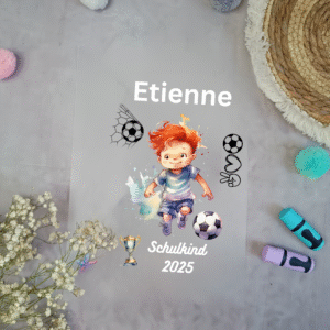 Bügelbild Fussballer mit Roten Haaren für Schultüte mit Namen