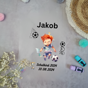 Bügelbild Fussball für Schultüte mit Namen A4