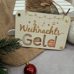 Einzigartiges Geldgeschenk zu Weihnachten- Handgefertigtes Geldgeschenk aus Holz