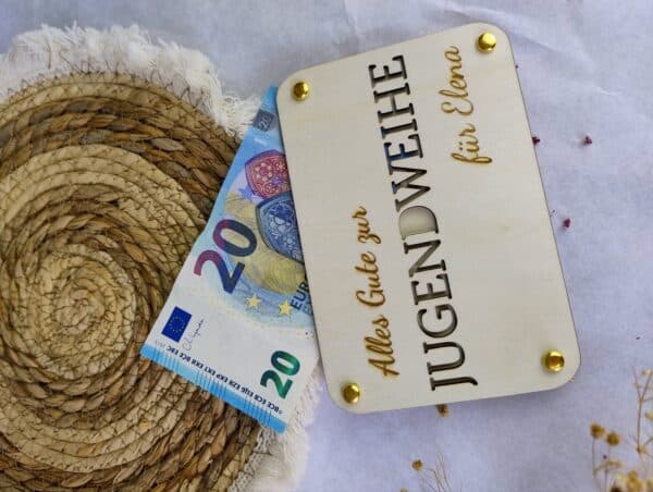 Einzigartiges Geldgeschenk zur Jugendweihe - Handgefertigtes Geldgeschenk aus Holz – Bild 3