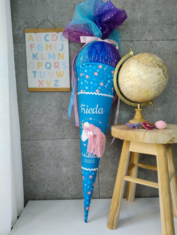 Schultüte zum Mermaid Lola mit  3D Einhorn