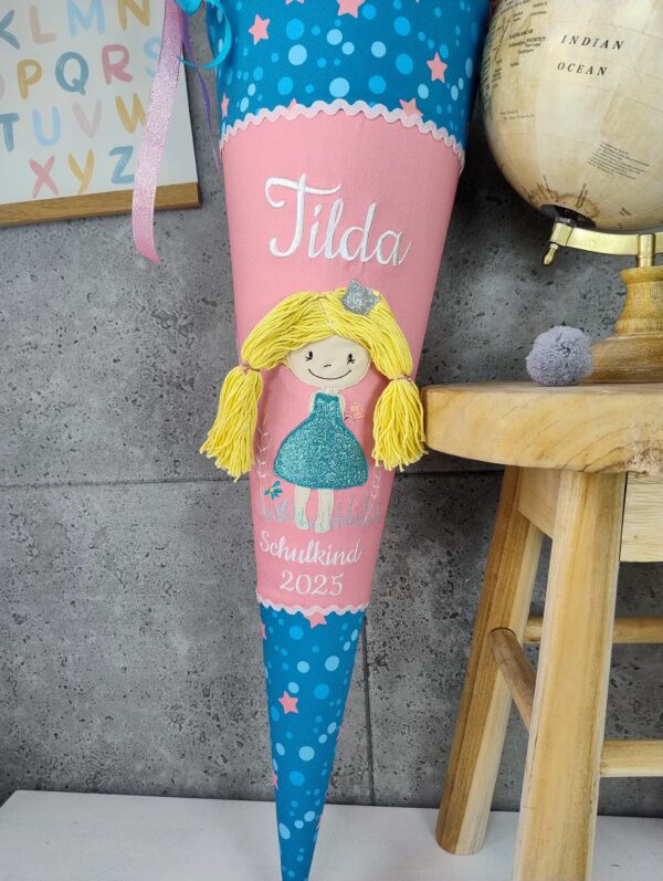 Schultüte zum Mermaid Lola mit Prinzessin 3D Haaren und Namen – Bild 2