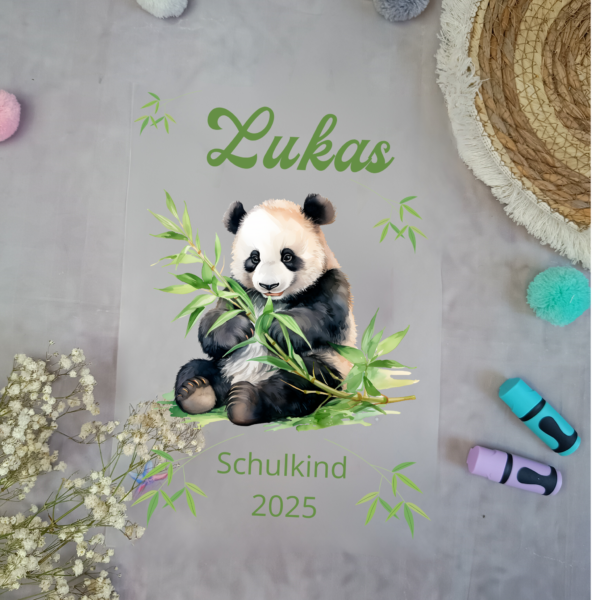 Bügelbild für Zuckertüte Panda Bär mit für Schultüte