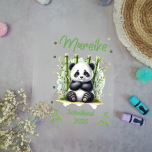 Bügelbild für Zuckertüte Panda Bär mit für Schultüte A4 mit Namen und Datum