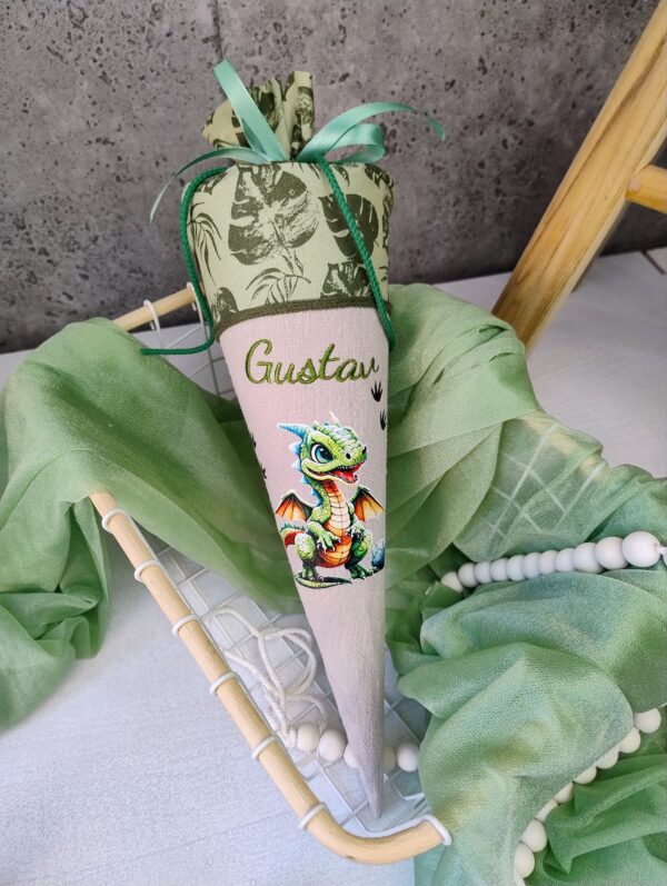 Kita-Tüte Drache aus Stoff – Kleine Zuckertüte 35 cm für Jungen zur Einschulung oder Kita-Start – Bild 3