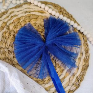 Schleife für Schultüte aus Tüll Blau mit glitzer
