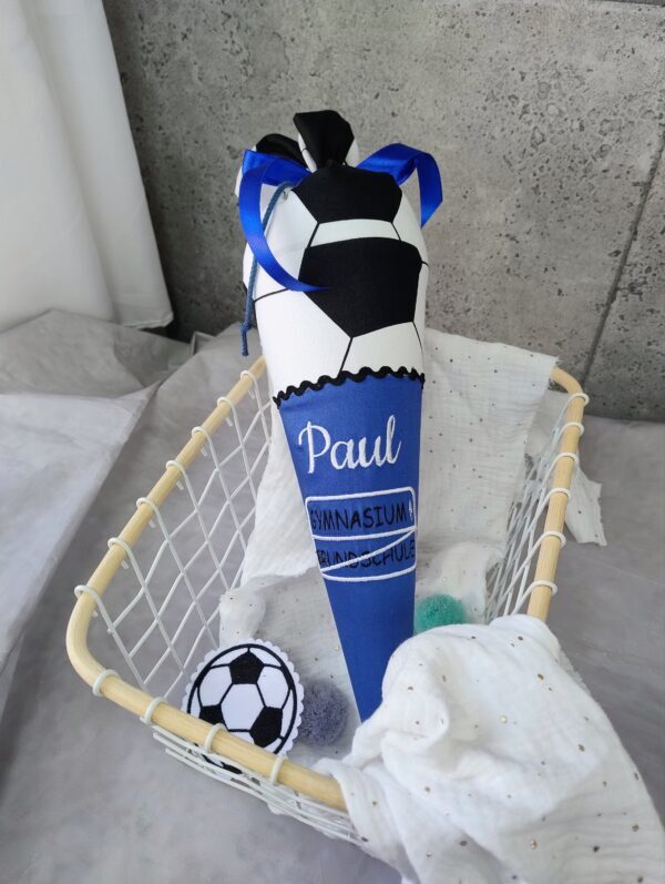 Kleine Schultüte „Fußball meets Gymnasium“ personalisierbar  35 cm – Bild 2