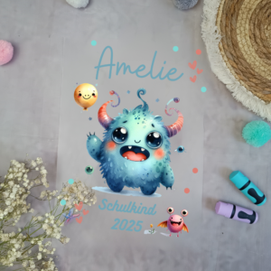Bügelbild "Mädchen-Monster" – mit Name & Datum personalisierbar