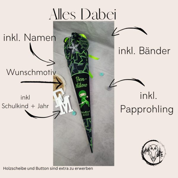 Schultüte zum Step by Step Ninja  mit Namen – Bild 2