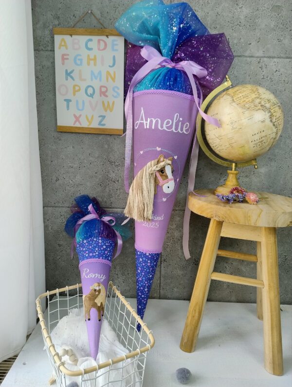 Kita-Tüte mit Pferd aus Stoff – Kleine Zuckertüte 35 cm für Jungen zur Einschulung oder Kita-Start – Bild 2