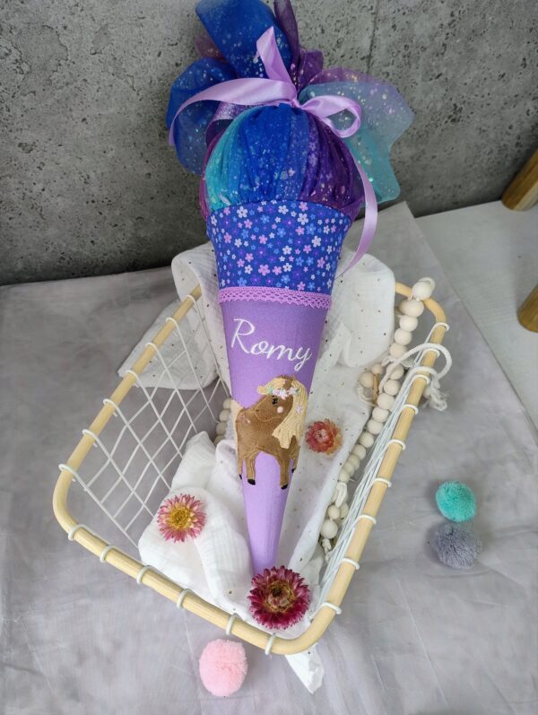 Kita-Tüte mit Pferd aus Stoff – Kleine Zuckertüte 35 cm für Jungen zur Einschulung oder Kita-Start – Bild 3