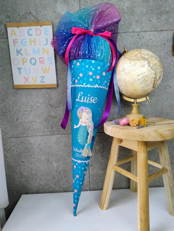 Schultüte zum Mermaid Lola 3d Meerjungfrau mit Name