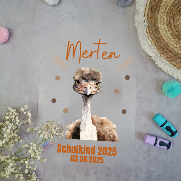 Bügelbild für Schultüte mit Strauß Namen / Datum A4