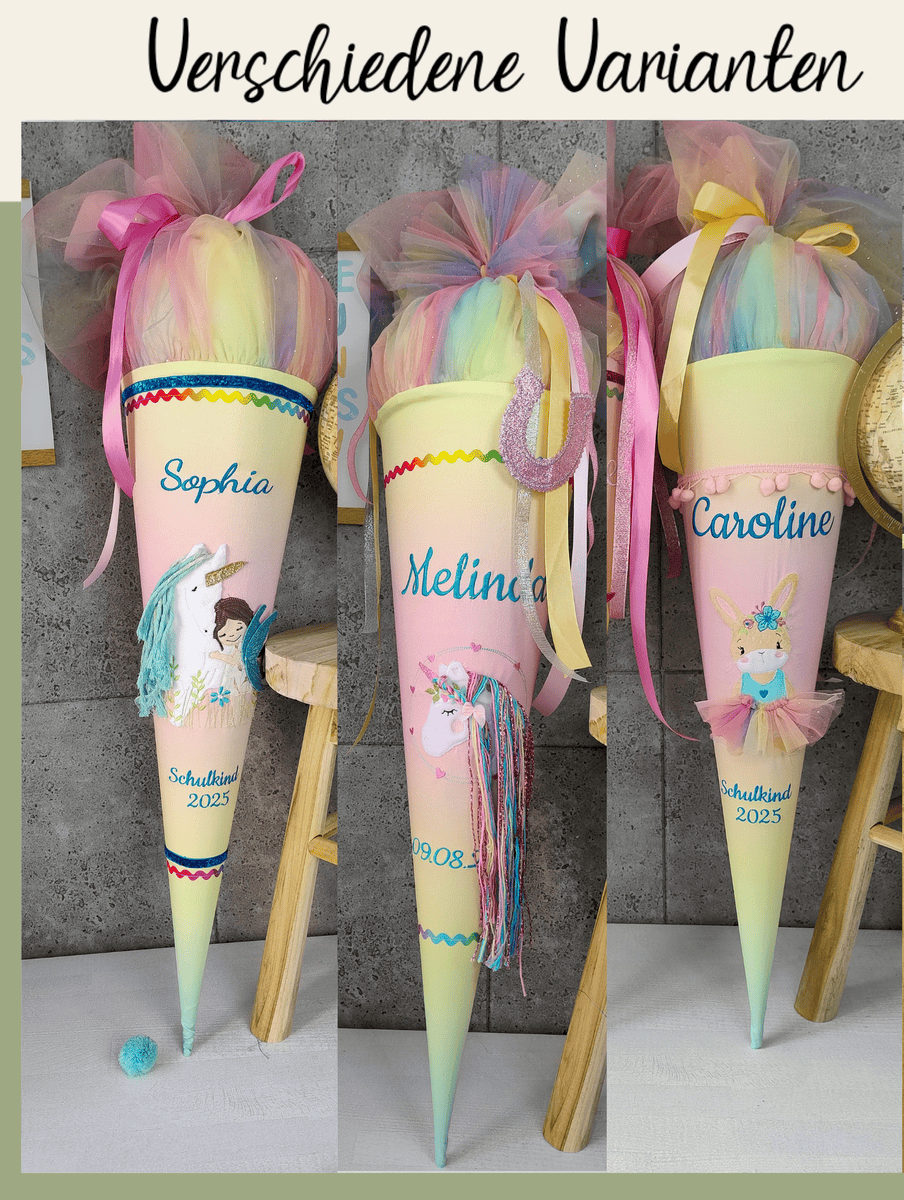 Schultüte zum Zauberbärwelt Farblauf mit verschiedene Motiven und Tüll