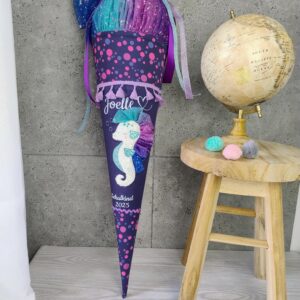 Schultüte zum PhantBärsiewelt mit Seepferdchen Tüll und Namen