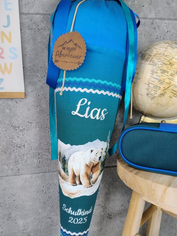 Schultüte zum Artisforschbär mit Eisbären und Namen – Bild 3