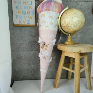 Schultüte mit Regenbogen Ballerina 3 D schmetterling Namen und Tüll