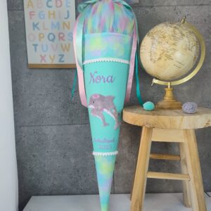 Schultüte zum Zaubärwald mit Delfin Tüll und Namen