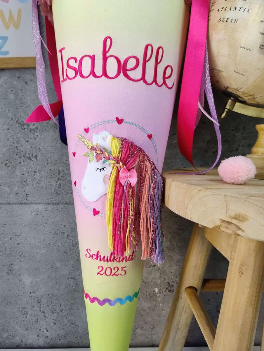 Schultüte zum Zauberbärwelt Farblauf mit 3D Einhorn und Tüll – Bild 3