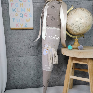 Schultüte mit Einhorn  3 D Schlicht Boho auf wunsch mit Namen Einzelstück