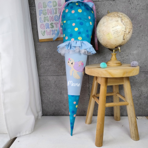 Schultüte zum step by step Josie mit Boho Schildkröte Rüsche und Namen