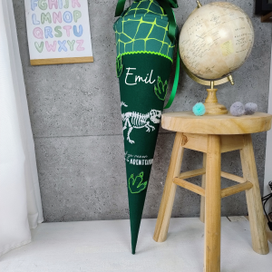 Schultüte zum Bärrex mit TRex Leuchtgarn Namen Personaliesiert