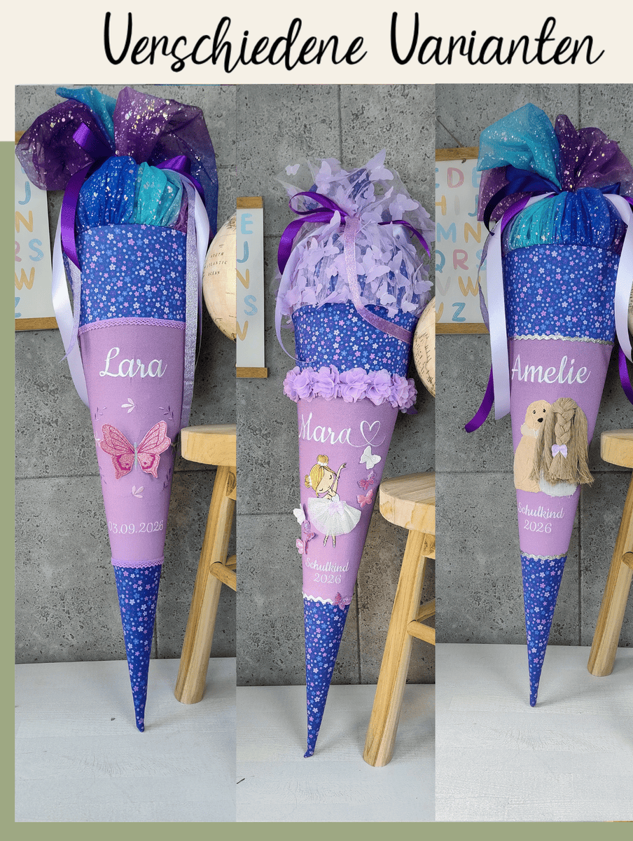 Schultüte zum butterfly maja in verschiedenen Varianten und Tüll mit Namen